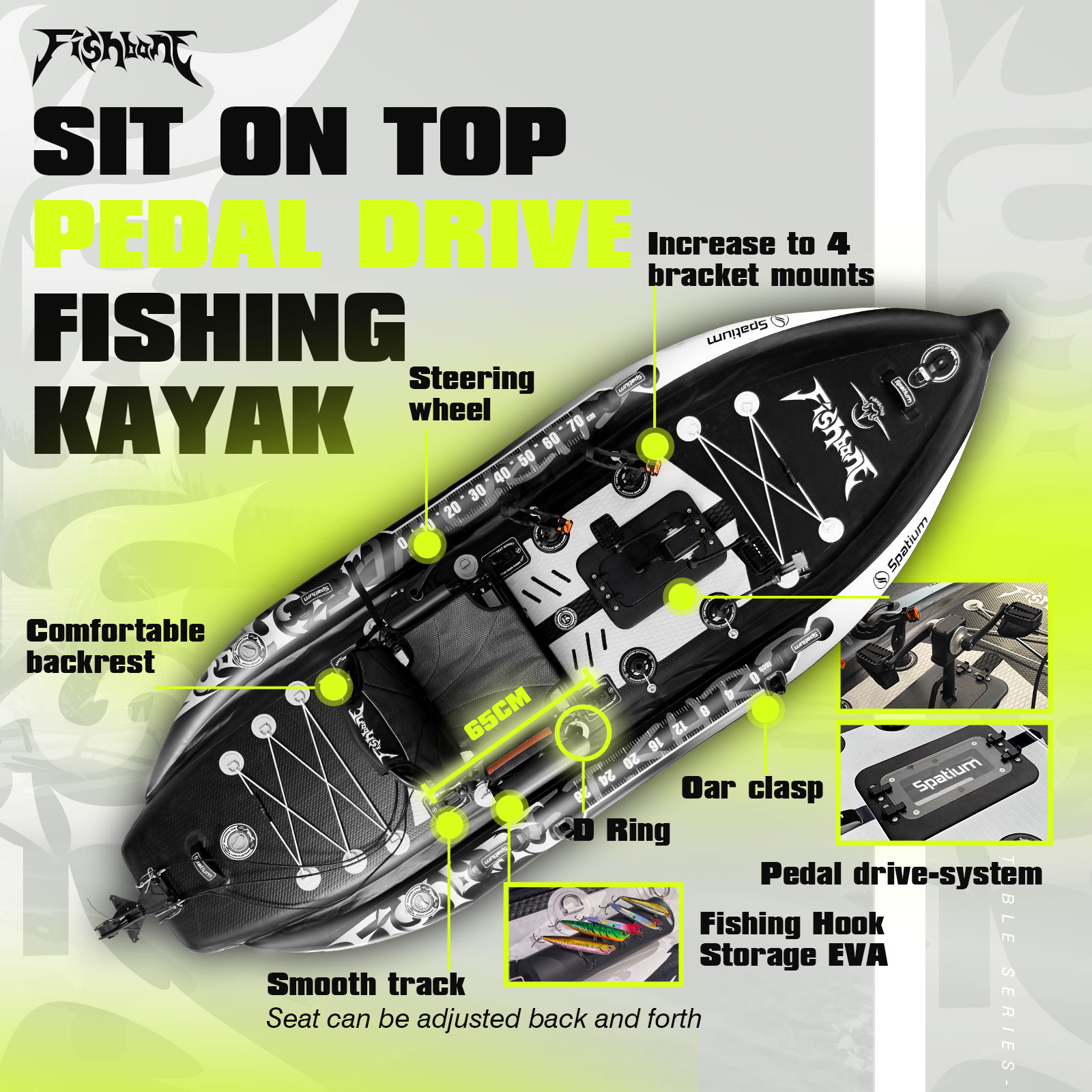 Spatium Fishing Kayak Boat Ped - огляд і ціна Fishing Kayak Sit In
